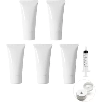   MORICOH 5 buc. Tuburi de călătorie albe, 100 ml, recipiente cosmetice reîncărcabile pentru cremă, loțiune, șampon - 100 ml