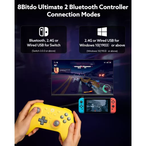 8Bitdo Ultimate 2 Bluetooth Kontroller RGB Fire Ring, Hall Effect Triggerek, Vibráció, Switch/PC