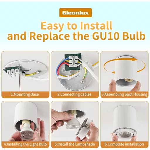 Gleonlux LED Mennyezeti Spotlámpa Fehér GU10 230V Alumínium 6db
