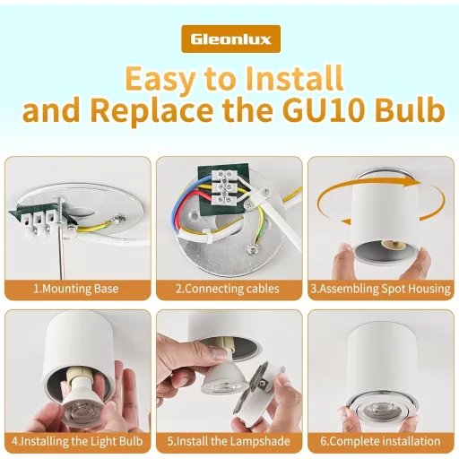 Gleonlux LED Mennyezeti Spotlámpa Fehér GU10 230V Alumínium 6db