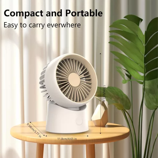 Minthouz USB-C Asztali Ventilátor, Hordozható, 3 Fokozat, 90° Forgatható