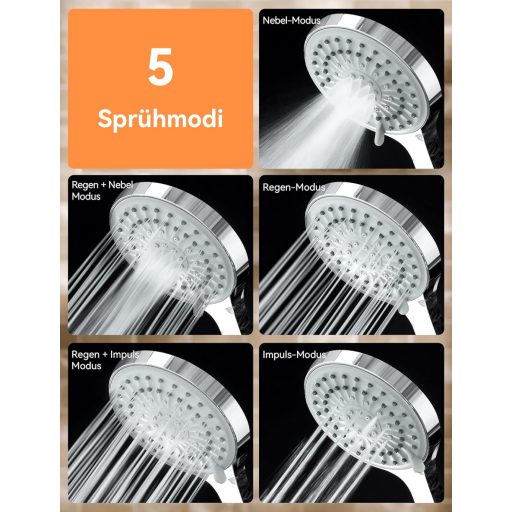 Magichome 5 funkciós zuhanyfej - takarékos, nagy nyomású kézi zuhany