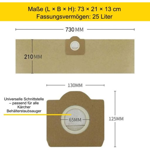 AromeLivii Kärcher WD3 WD2 porszívó zsák 10db 25L papír szűrő