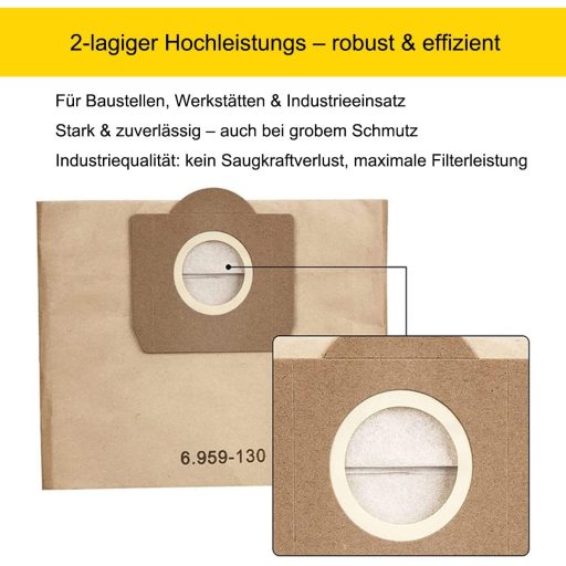 AromeLivii Kärcher WD3 WD2 porszívó zsák 10db 25L papír szűrő