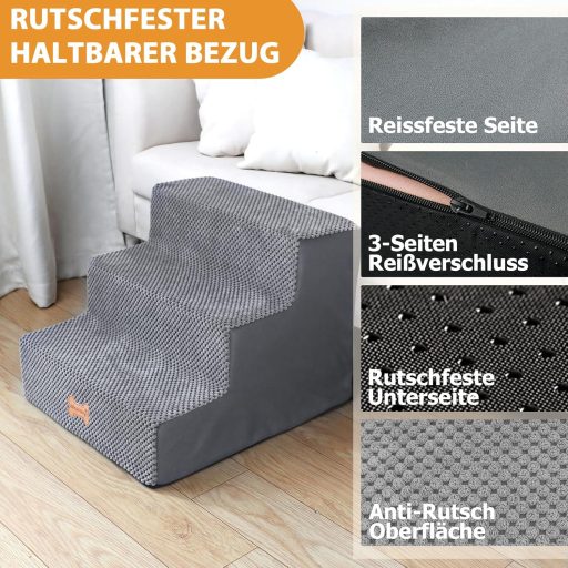 Nepfaivy 3 szintes kutyalépcső kis kutyáknak, ágylépcsõ kanapéhoz, mosható huzattal