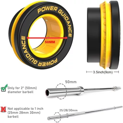 POWER GUIDANCE 2-palcové olympijské uzávery na činku, žlté rýchloupínacie svorky na cvičenie