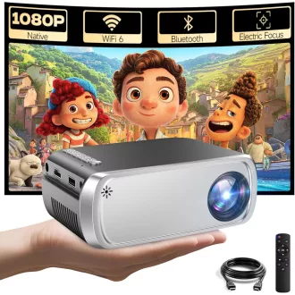   Prenosný mini projektor iTJQ 4K, 1080P UHD s bezdrôtovým zrkadlením pre smartfóny