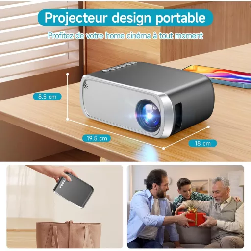 Prenosný mini projektor iTJQ 4K, 1080P UHD s bezdrôtovým zrkadlením pre smartfóny