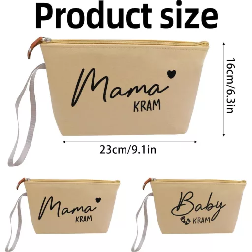 Geantă cosmetică cu fermoar Sunshine Smile, bej închis, trusă de cosmetice compactă, pentru călătorii și utilizare zilnică, machiaj practic.