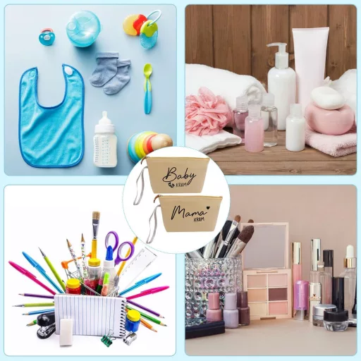 Geantă cosmetică cu fermoar Sunshine Smile, bej închis, trusă de cosmetice compactă, pentru călătorii și utilizare zilnică, machiaj practic.