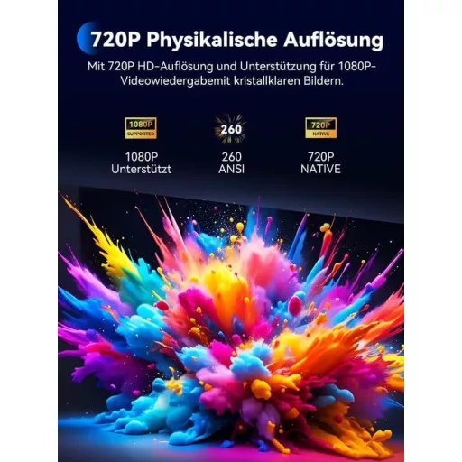 SOOMFON 4K Mini Projektor WiFi Bluetooth Full HD 720P 260 ANSI Lumen Hordozható