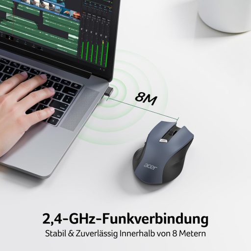 Acer Wireless Egér 2.4 GHz 1600 DPI 6 Gombos Jobb Kezes Laptop PC MacBook