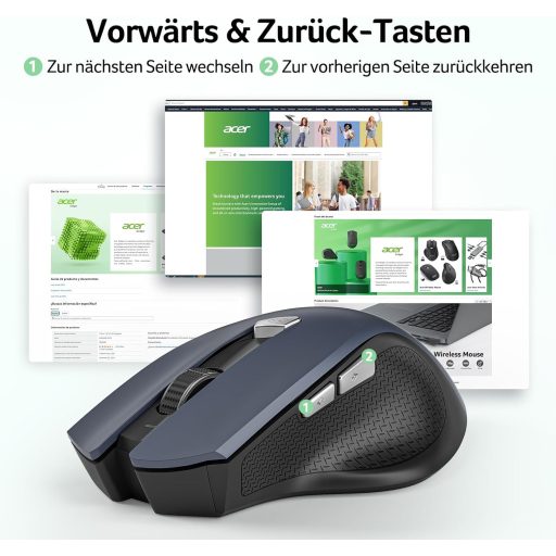 Acer Wireless Egér 2.4 GHz 1600 DPI 6 Gombos Jobb Kezes Laptop PC MacBook