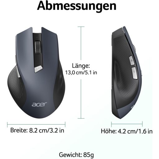 Acer Wireless Egér 2.4 GHz 1600 DPI 6 Gombos Jobb Kezes Laptop PC MacBook
