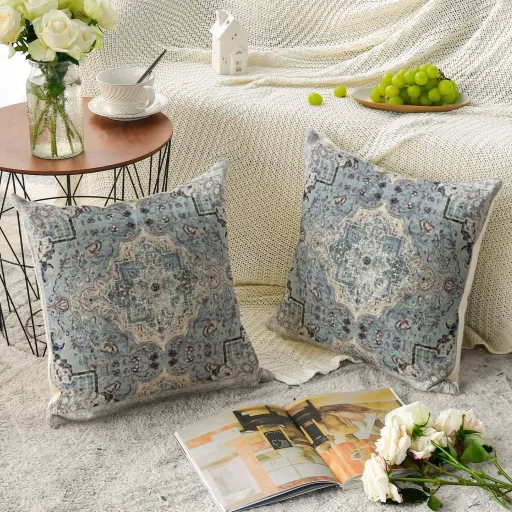 Artoid Mode Boho Vintage Világoskék Párnahuzat Szett 45x45 cm