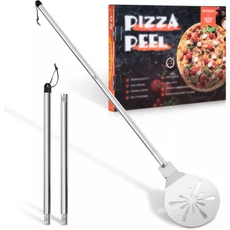   Homikit rozsdamentes perforált pizzalap 17,8x20,5cm leszedővel - 17,8cm, 1