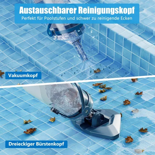 Enhulk Akkumulátoros Medence Porszívó 60 Perc Üzemidő, 222 cm Teleszkópos Rúd, 4200 L/H Szívóerő