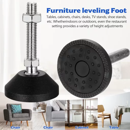 Aoyfuwell set 4 picioare de mobilier reglabile M10x50 mm, fără piuliță cu filet
