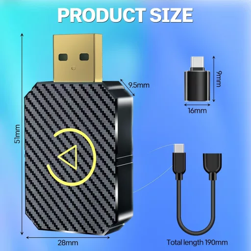 FLITI Wireless CarPlay Adapter USB-C, Plug and Play ezüst dongle