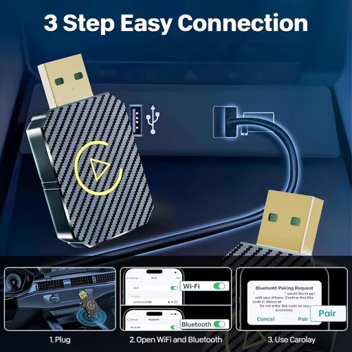 FLITI Wireless CarPlay Adapter USB-C, Plug and Play ezüst dongle