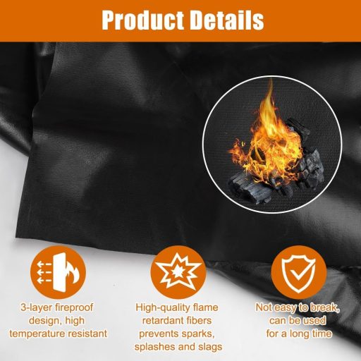 Zorvixal Tűzálló Szőnyeg 120x100cm Hőálló Grillalátét Szilikon Védőmat