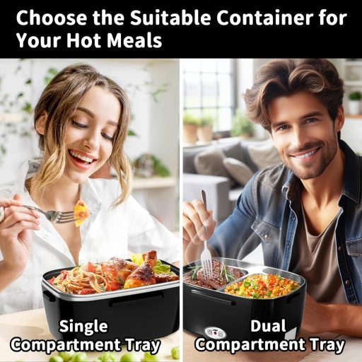 SOOOEC 100W Elektromos Ételmelegítő 3in1 Hordozható Rozsdamentes Acél 12V/24V/220V Autó Iroda Kék 1.5L