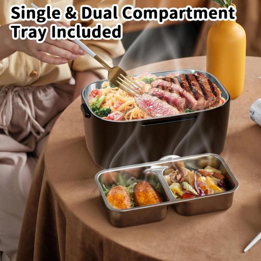 SOOOEC 100W Elektromos Ételmelegítő 3in1 Hordozható Rozsdamentes Acél 12V/24V/220V Autó Iroda Kék 1.5L