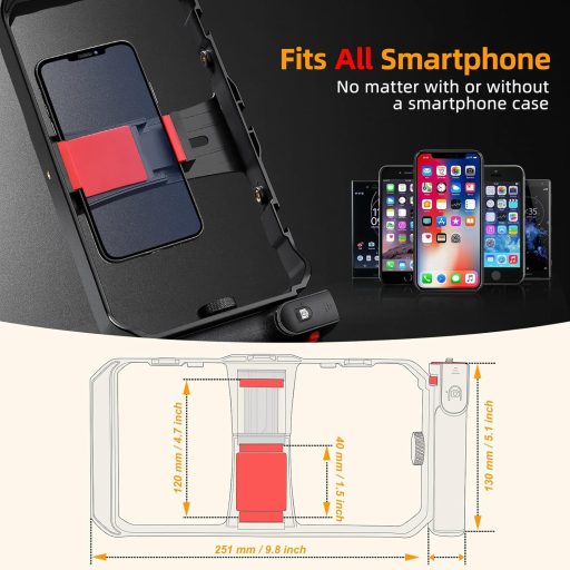 Zeadio Smartphone Vlogging Kit RGB LED Fénnyel és Mikrofonnal - Stabilizátor Cage iPhone Android-hoz