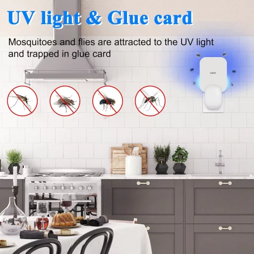 WUEAOA UV LED Rovarcsapda Szúnyogcsapda 2db Ragacsos Lapokkal