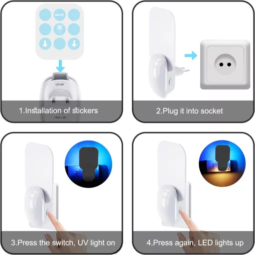 WUEAOA UV LED Rovarcsapda Szúnyogcsapda 2db Ragacsos Lapokkal
