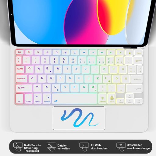 SENGBIRCH Magic Keyboard iPad 11" 10.9" Német QWERTZ Háttérvilágítás Trackpad Fehér