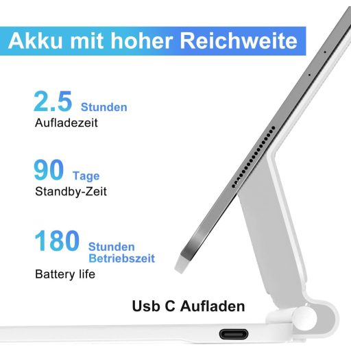 SENGBIRCH Magic Keyboard iPad 11" 10.9" Német QWERTZ Háttérvilágítás Trackpad Fehér