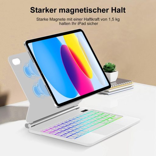 SENGBIRCH Magic Keyboard iPad 11" 10.9" Német QWERTZ Háttérvilágítás Trackpad Fehér