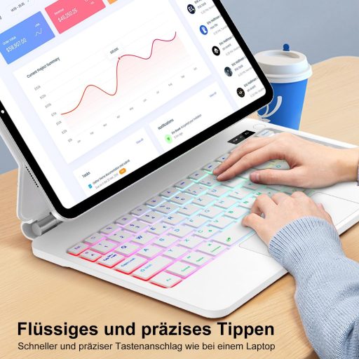 SENGBIRCH Magic Keyboard iPad 11" 10.9" Német QWERTZ Háttérvilágítás Trackpad Fehér