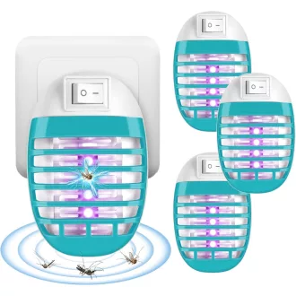   Lampă anti-țânțari AOOWU cu lumină UV, 4 bucăți, dispozitiv electric pentru insecte de interior