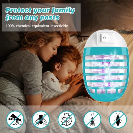 Lampă anti-țânțari AOOWU cu lumină UV, 4 bucăți, dispozitiv electric pentru insecte de interior