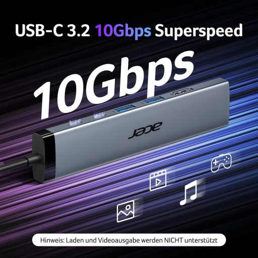 Acer 8 az 1-ben USB-C Hub 10Gbps 4K HDMI Docking Station 100W PD