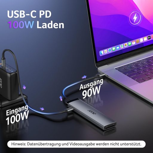 Acer 8 az 1-ben USB-C Hub 10Gbps 4K HDMI Docking Station 100W PD