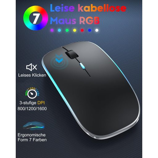 Set tastatură și mouse Bluetooth TECURS pentru iPad și iPhone, layout german QWERTZ, wireless, reîncărcabil, gri