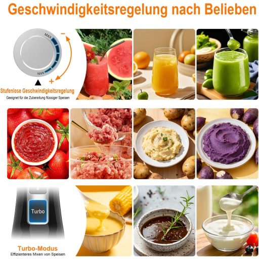 Ibergrif 1000W 4az1-ben Rozsdamentes Kézi Mixer Turbó Funkcióval és Sebességszabályzóval