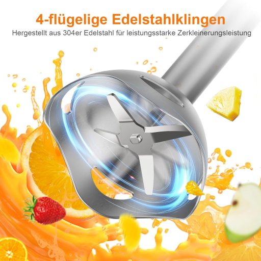 Ibergrif 1000W 4az1-ben Rozsdamentes Kézi Mixer Turbó Funkcióval és Sebességszabályzóval
