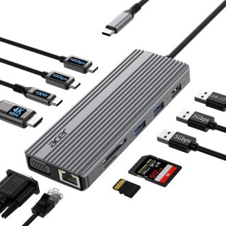   Acer USB-C Hub 11 az 1-ben HDMI 4K, VGA, Ethernet, SD kártyaolvasó