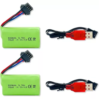   BORSCELLOR 7.4V 500mAh SM-4P lítium-ion akkumulátor távirányított autóhoz, hajóhoz 2db