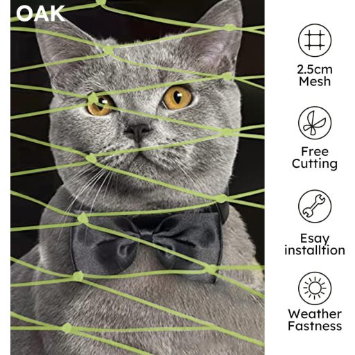 OAK Macskavédő Háló Erkélyre és Ablakra 15x15m - Sárga Biztonsági Háló Fúrás Nélkül, Erős Nejlon, Madárvédő Háló, Kerti Tóháló