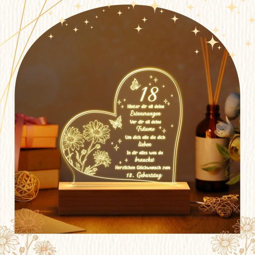 Fiada Akril Éjszakai Lámpa 18. Születésnapi Ajándék Lánynak Fiúnak Testvérnek Barátnak