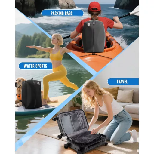 BOXSAM Ryanair Utazási Hátizsák Fekete 40x20x25cm Vákuum Pumpával