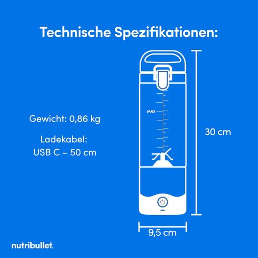 NutriBullet Portable NBP003LG Hordozható Turmixgép 475ml, Újratölthető, USB-C, Világoszöld