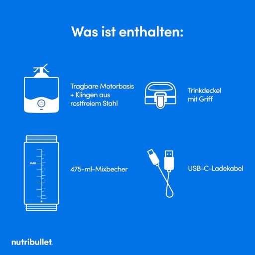 NutriBullet Portable NBP003LG Hordozható Turmixgép 475ml, Újratölthető, USB-C, Világoszöld