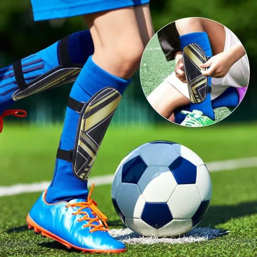 Qyrrvxy detské futbalové chrániče holení s ochranou členkov a dlhým popruhom