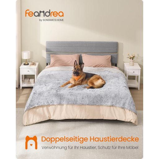 Feandrea Vízálló Kutyatakaró XXXL Sherpa Plüss Szürke Fordítható Kanapévédő
